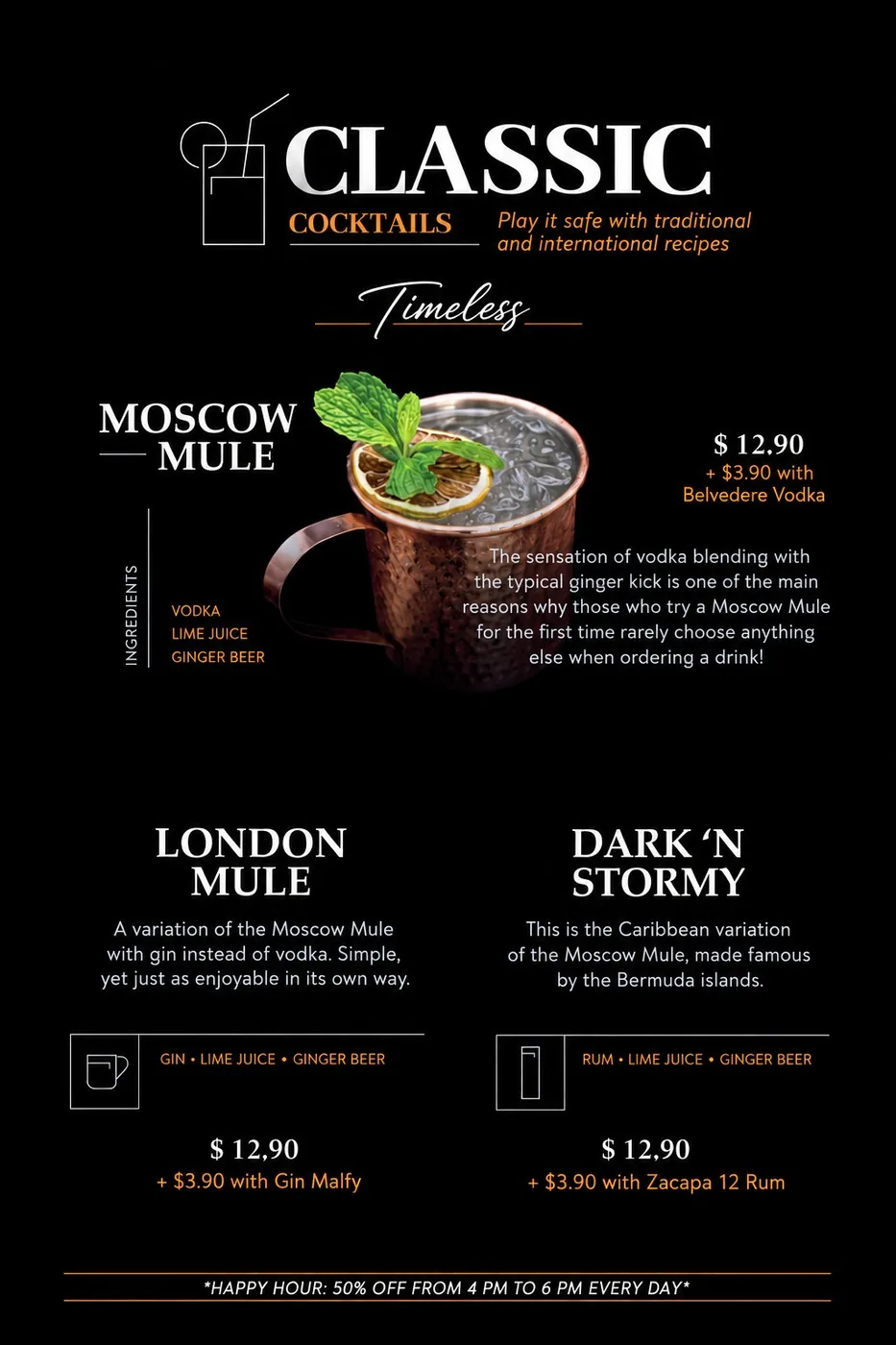 Cocktail bar: new Classic Cocktails photo menu