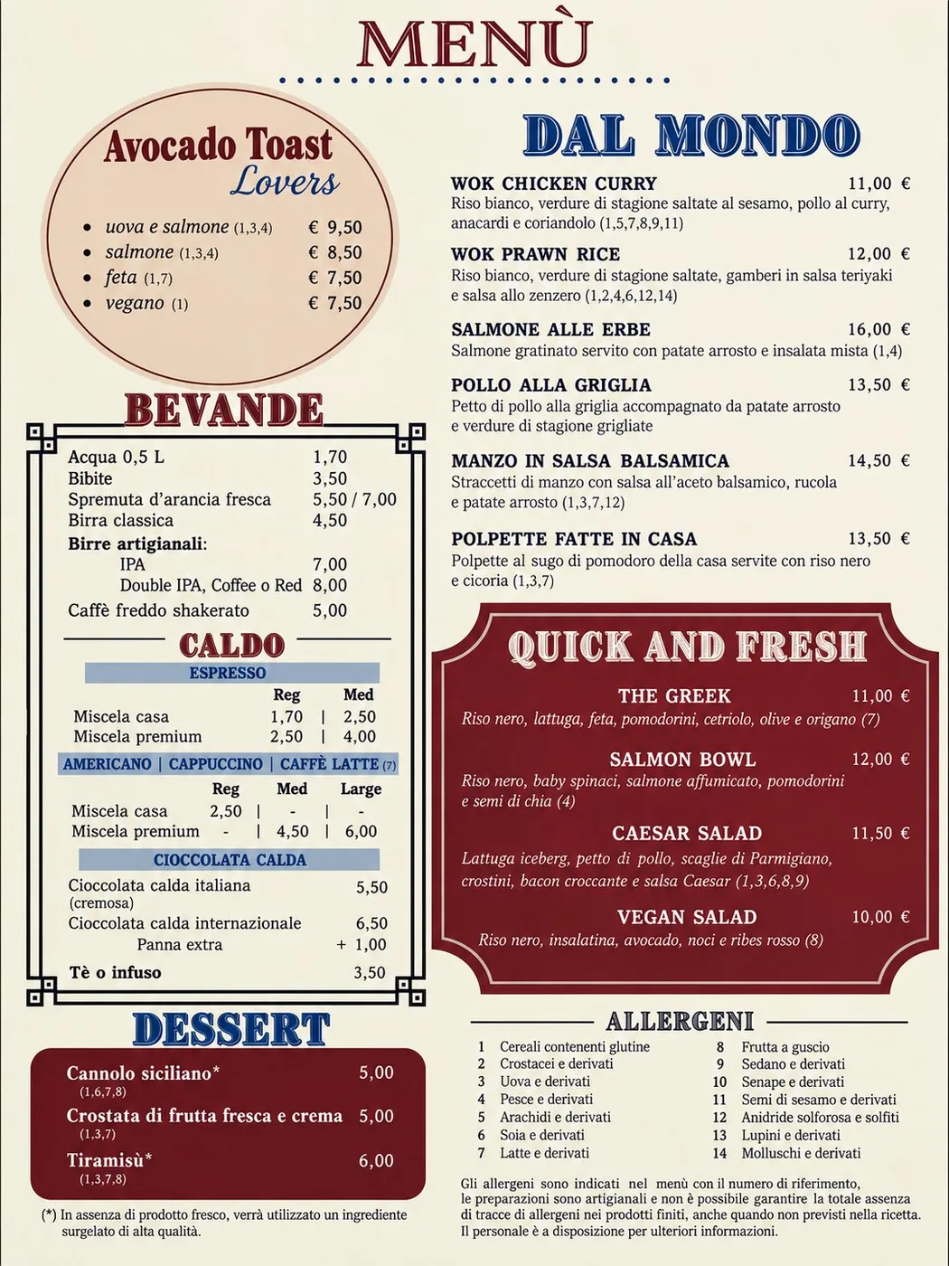 Bistro: menu before Menu Revolution