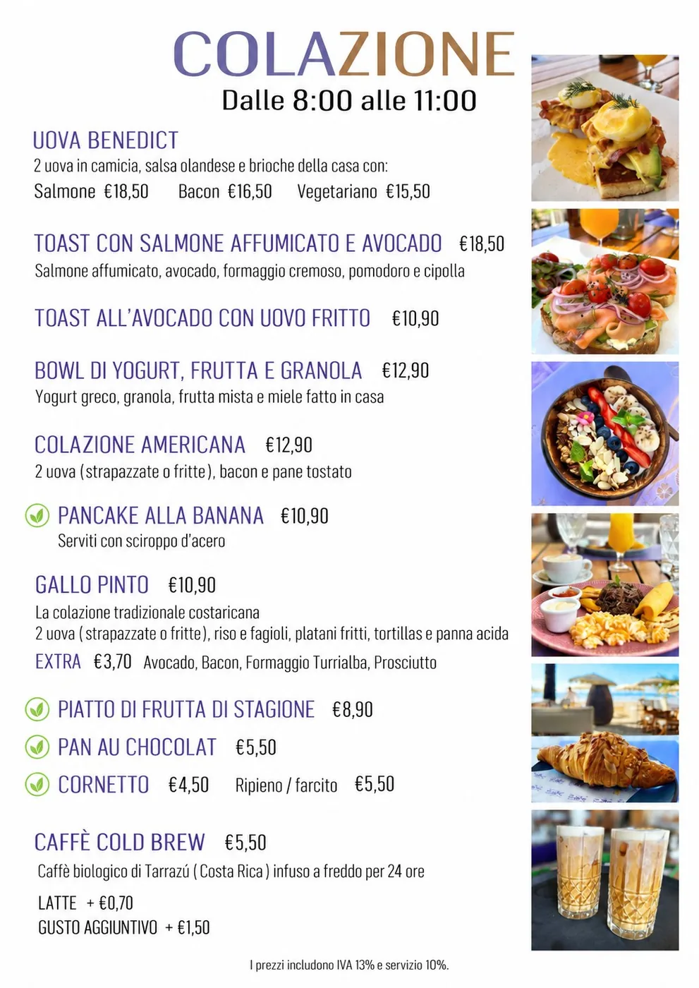 Tourist restaurant: breakfast menu before Menu Revolution