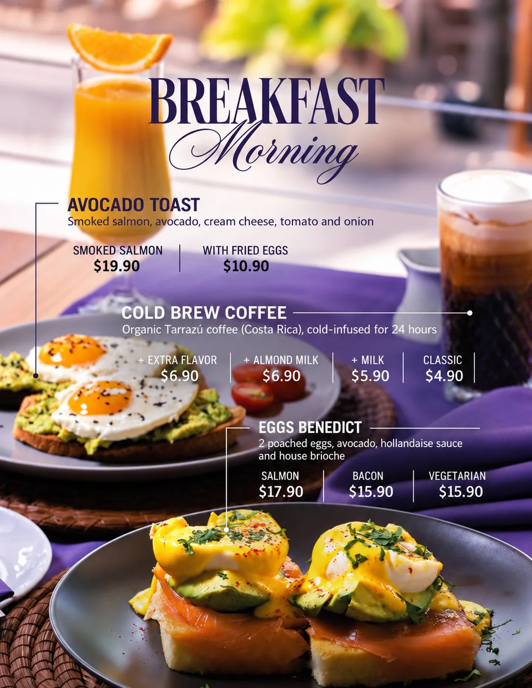 Tourist restaurant: new Menu Revolution breakfast photo menu